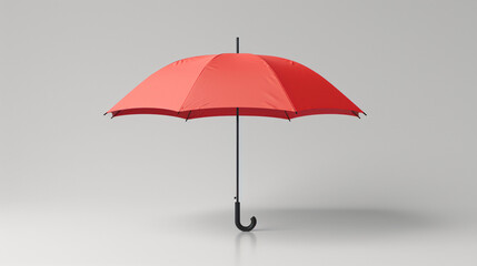 red umbrella isolated on grey background - obrazy, fototapety, plakaty