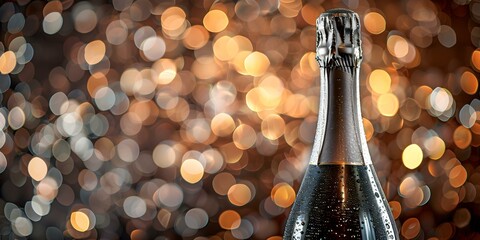 Aesthetic Silver Champagne Bottle on Festive Background. Concept Product Photography, Silver Elegance, Festive Celebration, Luxurious Theme, Sparkling Presentation