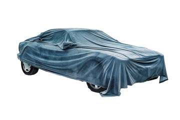 Car covered in cloth isolated on transparent background Generative Ai 