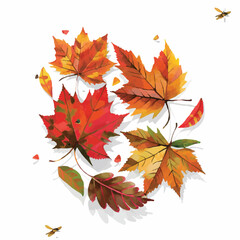Naklejka na ściany i meble Elevate Your Designs with Vector Flat Autumn Leaves on White Background. Perfect for Seasonal Projects and Adding a Touch of Nature. 