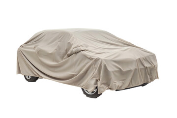 Car covered in cloth isolated on transparent background Generative Ai 