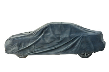 Car covered in cloth isolated on transparent background Generative Ai 