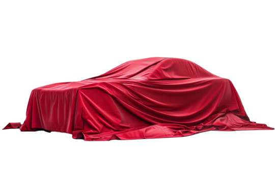 Car covered in cloth isolated on transparent background Generative Ai 