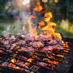 fire barbecued meat cooking on flares-79