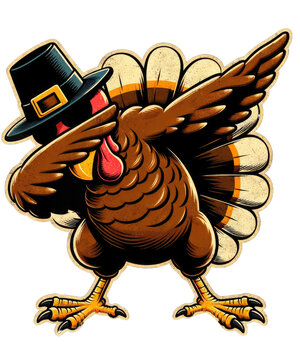 recommend clip art: Thanksgiving Cool Turkey Dabbing Pose Clipart, Cartoon Turkey with Pilgrim Hat, PNG Transparent Background