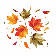 Elevate Your Designs with Vector Flat Autumn Leaves on White Background. Perfect for Seasonal Projects and Adding a Touch of Nature. 