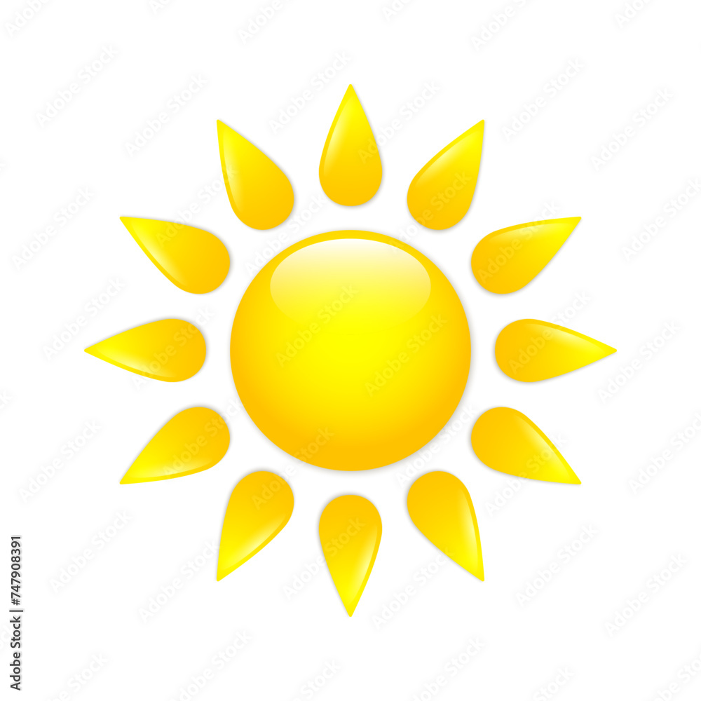Wall mural sun vector illustration. stylized glass element on white background. best for seamless patterns, pol