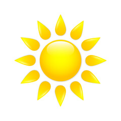 Sun vector illustration. Stylized glass element on white background. Best for seamless patterns, polygraphy, logo creating, mobile apps and web design.