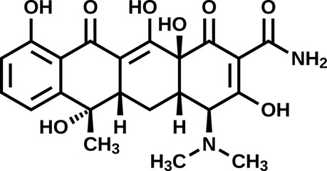 Tetracycline structural formula, vector illustration