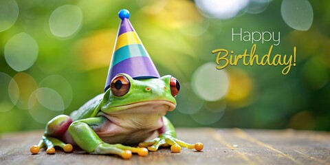 Funny frog happy birthday motifs to print out for children's birthday parties