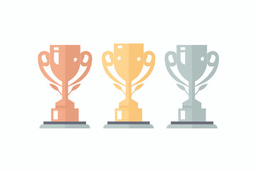 Vector gold, silver and bronze winners cup, trophies, medals. Vector illustration