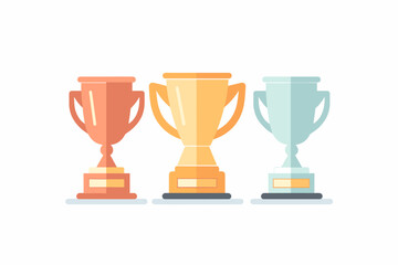 Vector gold, silver and bronze winners cup, trophies, medals. Vector illustration