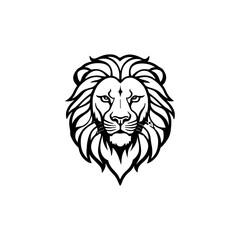 Lion  face tattoo style logo symbol illustration design template. Vector isolated on white background