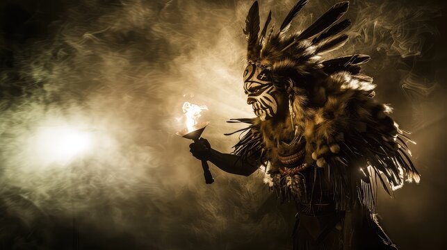 Shaman. The shaman communicates with the spirits. Shamanic ritual. Communication with the spirits. Honoring the ancestors.