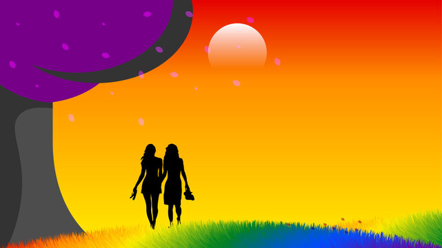 Lesbian symbol of love and diversity of LGBT people