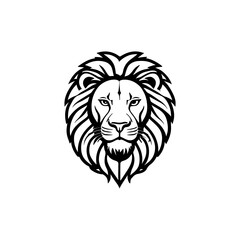 Lion  face tattoo style logo symbol illustration design template. Vector isolated on white background