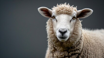 Fototapeta premium ferineflix_Sheep_on_isolated_background_look_at_camera_
