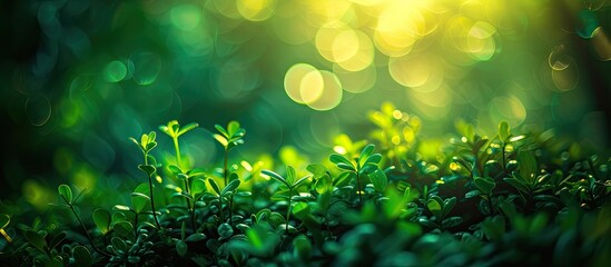 A close-up view of a vibrant green plant bathed in sunlight, showcasing intricate details of its leaves and stems. The sunlight illuminates the plant, creating a mesmerizing play of light and shadow.