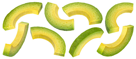 Avocado slices isolated on white background - 747912510