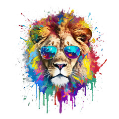 Lion with Sunglasses for Sublimation Printing, Lion T-shirt Design Clipart, DTF DTG Printing, Cool Lion With Sunglasses Clipart.