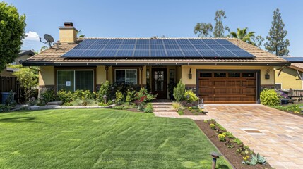 Leveraging evergreen solar panel installations for summer cooling tips without AC offers smart seasonal advice. - obrazy, fototapety, plakaty