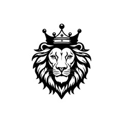 Lion king face tattoo style logo symbol illustration design template. Vector isolated on white background