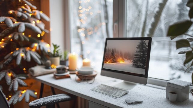 Blend seasonal comfort with evergreen workspace efficiency for cozy winter home offices.