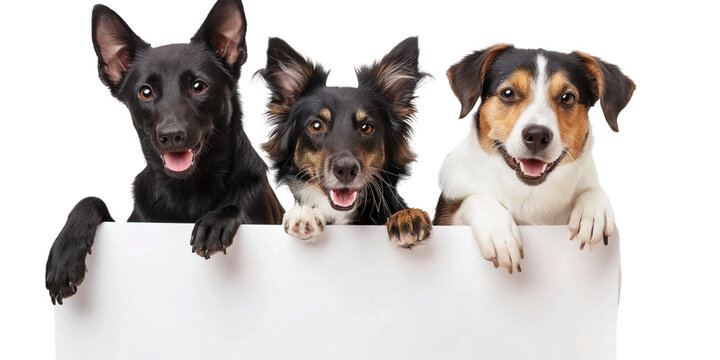 ferineflix_happy_2_cats_and_2_dogs_holding_blank_white_black