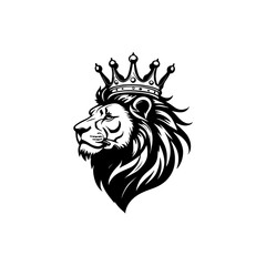 Lion king face tattoo style logo symbol illustration design template. Vector isolated on white background