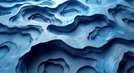 Foto auf Acrylglas Antireflex abstract blue waves background, happy mood, 3d illustration. Abstract design creativity blue waves background © OPGVN