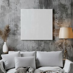 0x8 white canvas hanging on a wall ,realistic-
