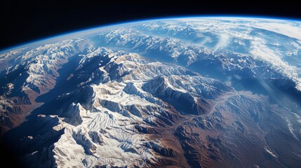 Snow-Capped Peaks from Space: Earth's Majestic Mountains.