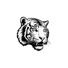 Tiger face tattoo style logo symbol illustration design template. Vector isolated on white background