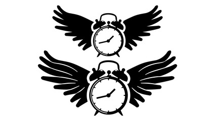 time flies  emblem, black isolated silhouette