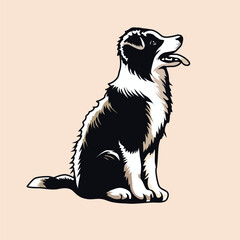 Border Collie sitting looking up illustration Vector
