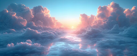 Beautiful watercolor cloud and sky, spring, summer background - obrazy, fototapety, plakaty