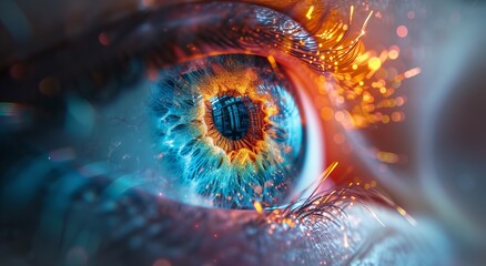 galaxy eyes in futuristic style created with Generative AI technology - obrazy, fototapety, plakaty