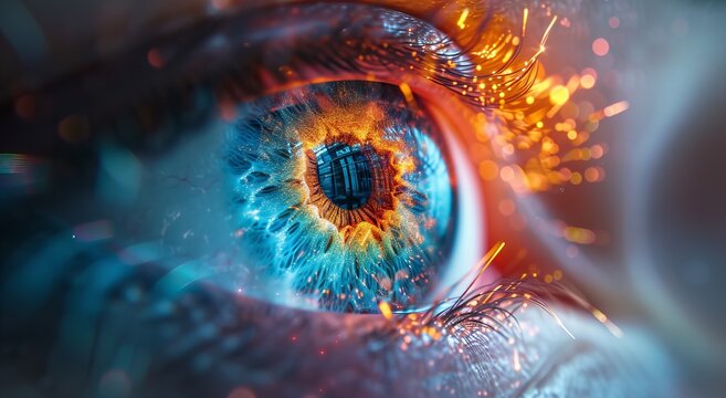 galaxy eyes in futuristic style created with Generative AI technology
