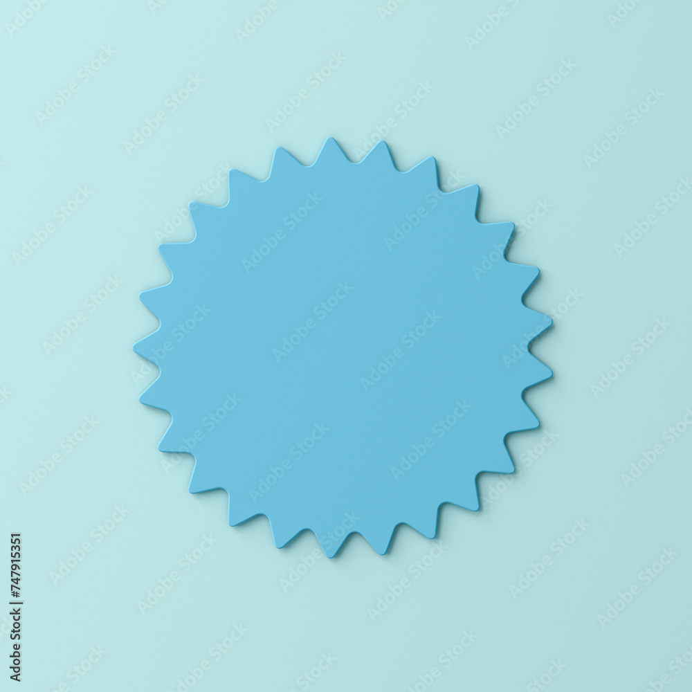 Poster blank minimal 3d blue sticker sign banner isolated on blue pastel color or cyan background with shad