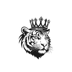 Tiger king face tattoo style logo symbol illustration design template. Vector isolated on white background