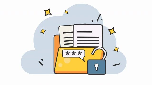 Animation cloud folder with a padlock on it