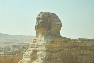 Great Sphinx of Giza. Statue of a mythical creature. Monumental sculpture in Egypt. Most visited...