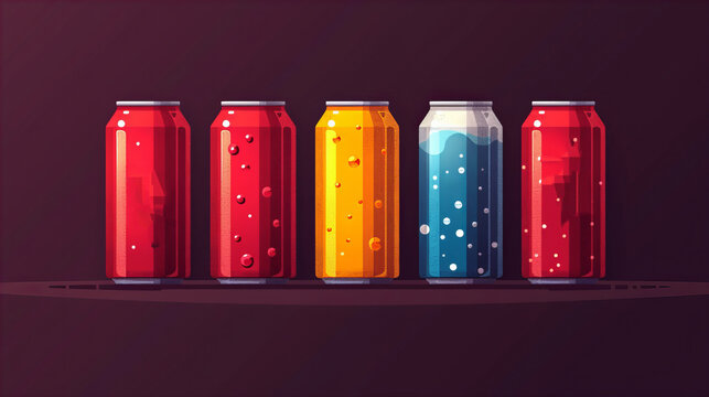 5 tall cans of unmarked beer in different bright color, Background Image, HD
