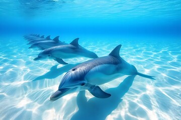dolphins in crystal-clear waters