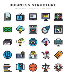 Business Structure Icons bundle. Lineal Color style Icons. Vector illustration.