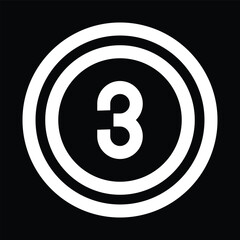 Number 3 round shape badge icon