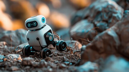 Mini modern robot that defines the future Generative AI - obrazy, fototapety, plakaty