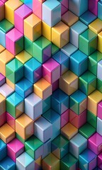 Colorful 3D Cubes Wallpaper. Modern and Vibrant Design with Cubic Shapes.