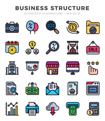 Business Structure Icon Pack 25 Vector Symbols for Web Design.