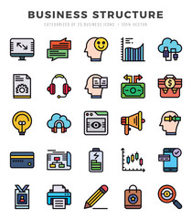Set of Business Structure icons in Lineal Color style. Lineal Color Icons symbol collection.